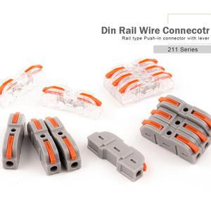 34/50PCS 1 in Out 와이어 커넥터 고속 접합 다중 컴팩트 레버 가정용 호환 조명 케이블 용 호환 압착 단자