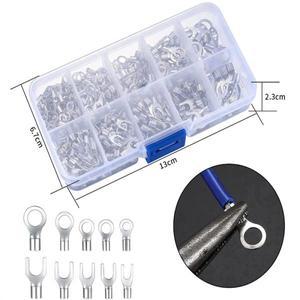 200/320Pcs 10 in 1 터미널 비절연 링 포크 U 형 황동 분류 키트 케이블 와이어 커넥터 압착 스페이드