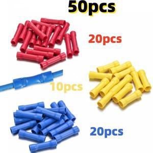 50 Pcs 전기 버트 커넥터 키트 스플 라이스 압착 와이어 모듬 절연  터미널