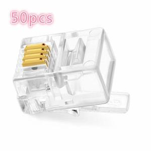 골든 도금 네트워크 커넥터 크리스탈 헤드 RJ11 6P4C 플러그 코어 핸드폰 200 개 ~ 50