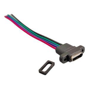 2/5개 USB-C 고전류 충전 소켓 4핀  이어 타입 C 방수 여성 커넥터 잭 고무 링 포함