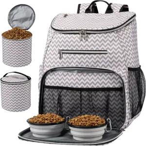 BAGLHER 반려견 여행 가방 백팩 항공사 승인 반려동물 용품 실리콘 접이식 그릇 2개와 바구니 2개 BLW