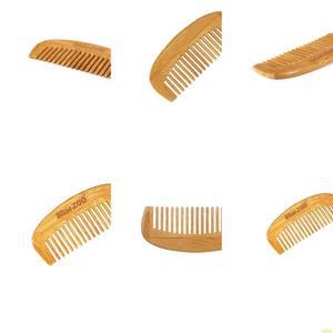 A0NC 12cm 길이 미니 휴대용 천연 대나무 나무 머리 빗 곡선 초승달 모양