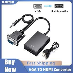 1080P VGA-HDMI 호환 풀 컨버터 어댑터 케이블오디오 출력 포함 PC 노트북-HDTV 프로젝터용 호환 VGA HD