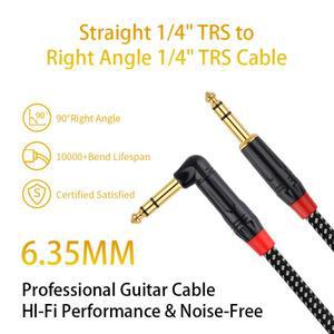 1/4 인치 TRS 악기 케이블 90도 직각 직선 6.35mm 남성 스테레오 오디오 코드 일렉트릭 기타 베이스 믹서용