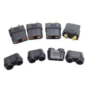 4개입 블랙 XT90 남녀 공용 호환 불릿 커넥터 플러그 RC 리포 배터리 모터 ESC 충전 리드 확장 DIY용