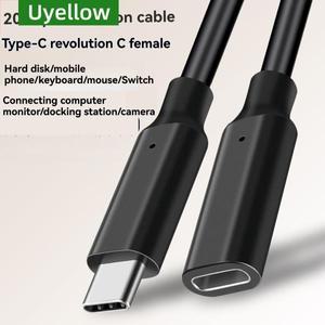 Uyellow USB3.2 Gen2 2 USB C 연장 케이블 타입 익스텐더 20Gbps 데이터 비디오 4K 60Hz PD 240W 충전 PC