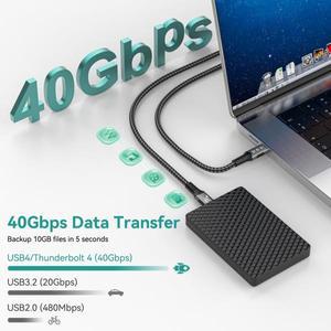 16K Thunderbolt4 40Gbps USB-Type-C 데이터 확장 240W 급속 충전 비디오 케이블 USB C 모니터 초고속 저장