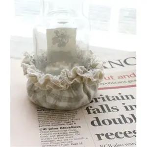 [콩지] 오트밀체크 레이스 세발 의자발커버 3P