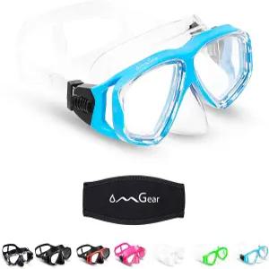 옴기어 수영 마스크 다이빙 고글 코 커버 스노클링 주니어 스노클 스쿠버 스피어 낚시 네오프렌 스트랩