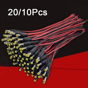 20/10개 5.5 X 2.1mm 암수 플러그 12V DC 전원 피그테일 케이블 잭 CCTV 카메라 커넥터 테일 연장 와이어