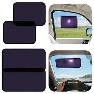 측면 창문 및 앞유리용 ZATUTO 정적 접착 자동차 선쉐이드, 4팩 확장 가능 쉐이드 선블로커 앞유리 강화 프레임 안티 글레어 (2팩, 9.84*7인치 2팩, 15.7*7인치)