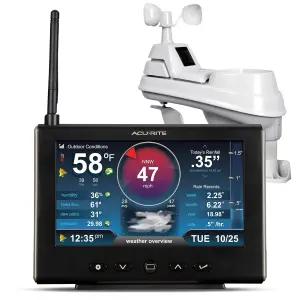 레인 게이지 및 풍속/방향이 있는 AcuRite 리스 기상 관측소 실내 실외 온도계 무선 센서 기압계 내장 HD