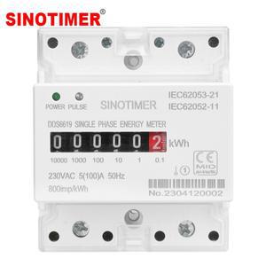 Din 레일 단상 전자 에너지 미터 AC 220V 100A kWh 카운터 소비 아날로그 전기 게이지 전력계 50HZ