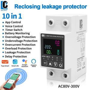 투야 와이파이 디지털 디스플레이 지능형 전류 및 전압계 10 in 1 AC 에너지 미터 앱 제어 DIN 전기 에너지