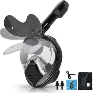 쉬에 데빌피쉬 풀페이스 스노클 마스크 접이식 선글라스가 장착된 드라이 탑 시스템 스노클링 세트 180도