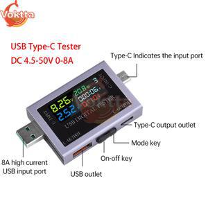 듀얼 USB TYPE 테스터 전력계 디지털 50V 8A 다기능 디스플레이 전압 전류계