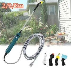 2400mAh 휴대용 전기 분무기 식물에 물을주기위한 텔레스코픽 완드 잔디 3 안개 노즐 고압 스프링클러 수정