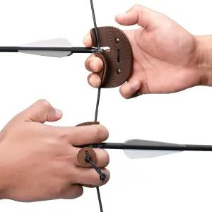 숨바꼭질 양궁 핑거 탭 리커브 활 보호대 프로텍터 사격 연습 장비 스포츠 아웃도어 풀 그레인 가죽