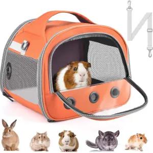 비삽 기니 돼지 운반 가방 햄스터 친칠라 토끼 저빌 고슴도치 슈가 글라이더 아웃팅 여행용 휴대용 Orange