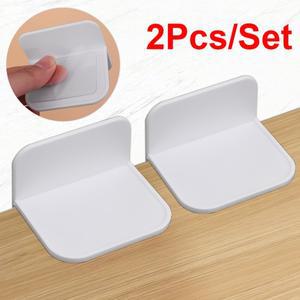 2PCS 펀치없는 고정 브래킷 계층화 된 파티션 가구 연결 해결사 직각 지원 자체 접착