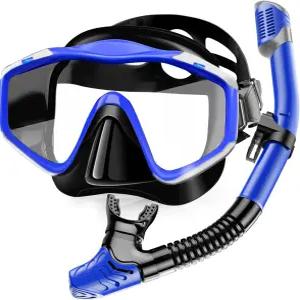 스노클링 장비 강화 유리 김서림 방지 및 누출 수영 마스크가 포함된 드라이탑 스노클 세트 스쿠버 다이빙