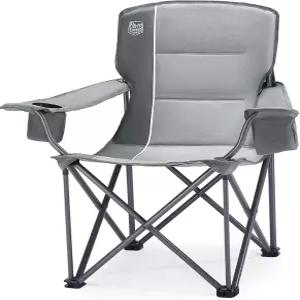 TIMBER RIDGE 오버사이즈 접이식 캠핑 의자 잔디밭 피크닉 그레이를 위한 컵 홀더 사이드 포켓으로