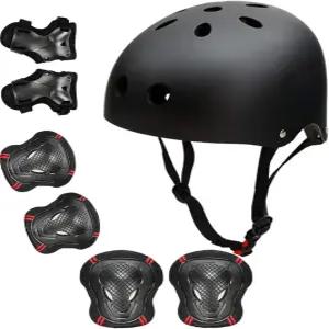 스케이트보드 자전거 헬멧 무릎 팔꿈치 패드 손목 보호대 장비 사이클링 스케이트 스쿠터 청소년 세트