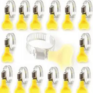 NOQUKA 15팩 스테인리스 스틸 호스 클램프 노란색 조절 가능한 엄지 나사 키 스타일 웜 기어 연료 라인