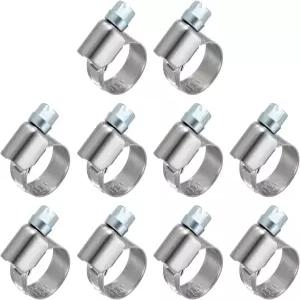 10개 스테인리스 스틸 호스 클램프 0.2인치에서 1/2인치(6-12mm)로 조절 가능한 헤비 듀티 웜 기어 구동