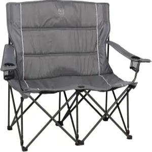 팀버 리지 2인용 접이식 편안한 더블 캠핑 의자 외부용 잔디 회색