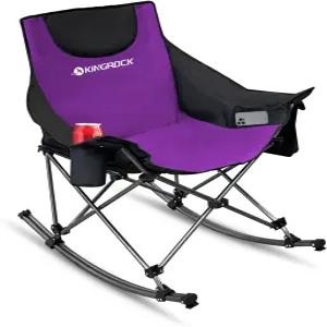 헤드레스트와 캐리백이 있는 킹록 오버사이즈 흔들 캠핑 의자 260LBS 용량 접이식 휴대용 야외 해변 낚시