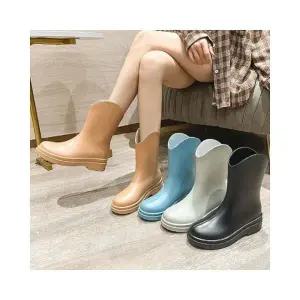 루미나D 심플 여성 유광 미들 부츠 패션장화 장마철 4컬러