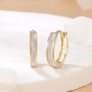 [비앤비골드] 14K 매트 콤비 화이트 원터치 링 귀걸이 한쌍 MNE42506