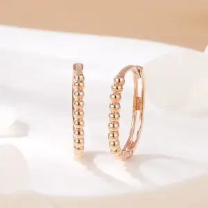 [비앤비골드] 14K 슬림 볼볼 타원 커브드 원터치 링 귀걸이 한쌍 MNE42507