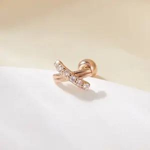 [비앤비골드] 14K 큐빅 엑스 크로스 피어싱 한쪽 MNE42512