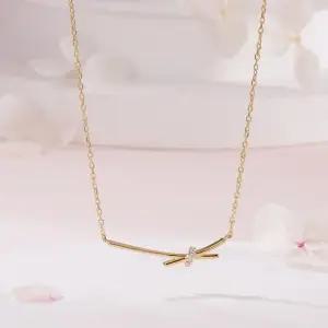 [비앤비골드] 14K 엑스 크로스 큐빅링 체인 목걸이 MNN42493