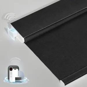 원격 무선 노드릴 자동 롤러 음영이 있는 맨닉스 스마트 전동 블라인드 윈도우용 암막 전기 블랙 35 x 72