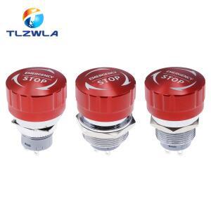 16/19/22mm 메탈 비상 정지 버튼 스위치 스테인레스 스틸 미끄럼 방지 방수 버섯 헤드 회전 재설정 PTEN