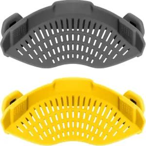 스트레이너에 AUON 클립 파스타 스파게티 갈은 소고기 기름을 위한 2팩 실리콘 음식 배수기 모든 냄비와