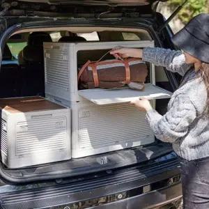 (선택 캠핑박스 87L)캠핑박스87L 테이블 폴딩 우드 상판 수납 공간 정리함