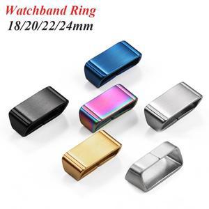 스테인레스 스틸 메탈 링 시계 밴드 키퍼 18mm 20mm 실리콘 나일론 스트랩 홀더 루프 용 고정