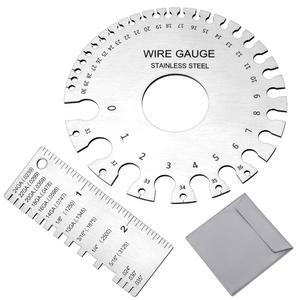 2개 스테인리스 스틸 두께 게이지 와이어 측정 도구 금속 시트 용접 도구 원형 케이블