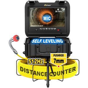 Anysun 셀프 레벨링 하수도 카메라 512Hz 거리 카운터 MIC 7MM 두꺼운 케이블 165피트 파이프 검사 카메라 9인치 1080P 화면 비디오 드레인 IP68 산업용 보어스코프 스네이크 32GB 카드