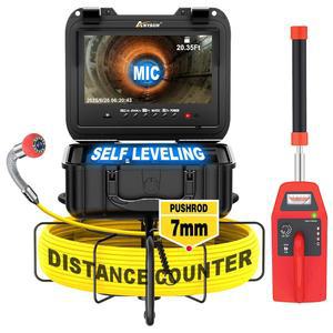 로케이터 셀프 레벨링 거리 카운터 7MM 두꺼운 케이블 165피트 50M 파이프 검사 카메라 9인치 1080P 모니터 비디오 드레인 카메라 IP68 산업용 보어스코프 스네이크 32GB