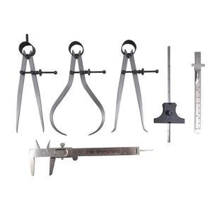 6인치 스프링 디바이더 내부 외부 깊이 게이지 포켓 버니어 113500이 포함된 Taytools 6피스 측정 세트 키트