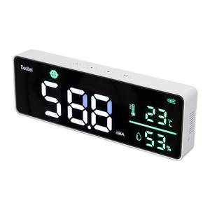 데시벨 미터 벽걸이 11인치 대형 LED 스크린 소음 수준계 알람 아이콘 표시기가 있는 온도 습도계 교실 가정 스튜디오 공장용