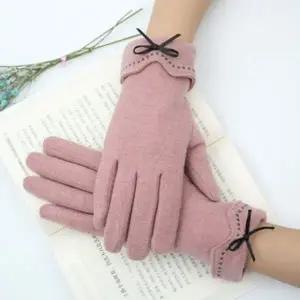 WL 여성 겨울 리본 장갑 4color 털 방한 여자 기본 손가락 정장 출근 터치