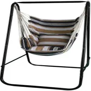 스탠드가 있는 해먹 의자 걸이식 그네 포함 내후성 최대 450파운드 실내 야외 파티오 야드 특허받은 공간