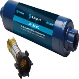 유연한 호스 프로텍터가 있는 스피로퓨어 다단계 RV 해양 인라인 워터 필터 - 침전물 탄소 경수 염소